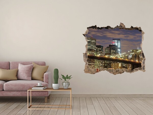 3d-s lyukat fali matrica Kilátás a Brooklyn hídra éjszaka