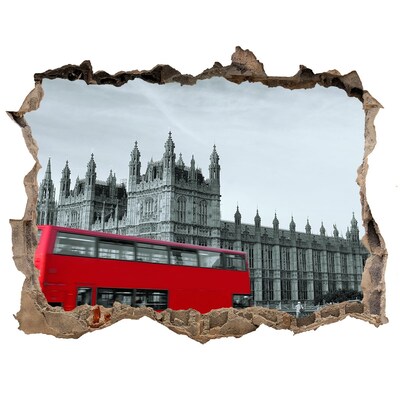 3d-s lyukat fali matrica Londoni táj egy piros busszal