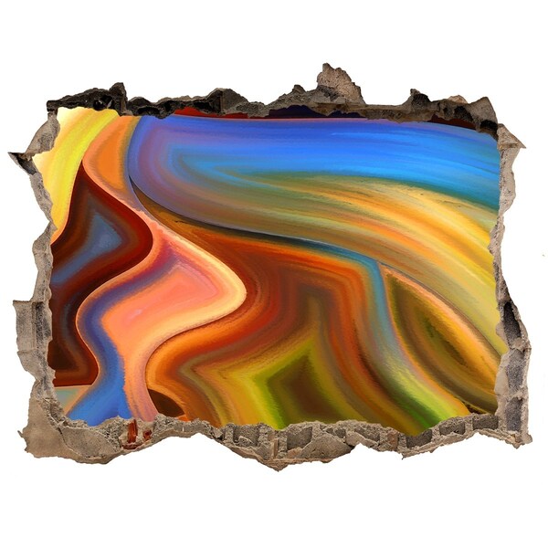 3d-s lyuk vizuális effektusok matrica Egy színes tájkép egy lyukban a falban