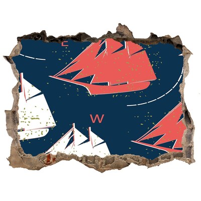 3d-s lyuk vizuális effektusok matrica Hajók a tengeren