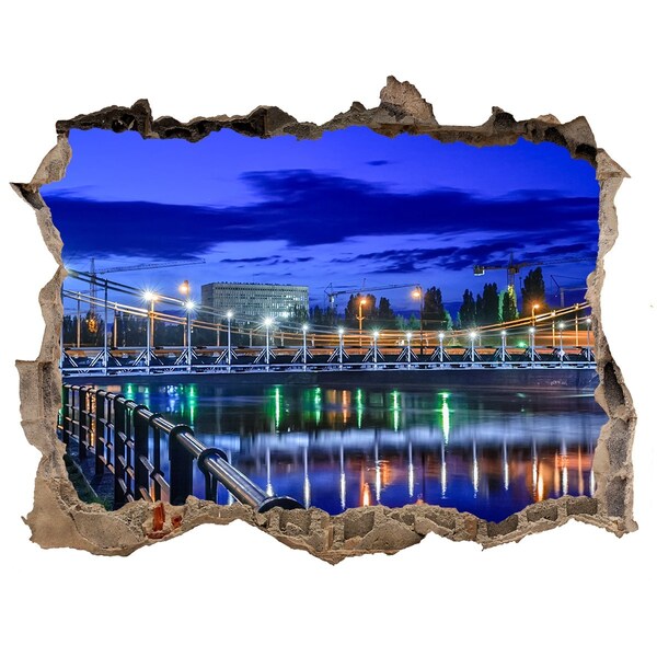 3d-s lyuk vizuális effektusok matrica Éjszakai kilátás a hídra és a folyóra