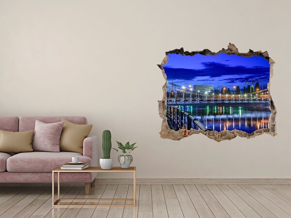 3d-s lyuk vizuális effektusok matrica Éjszakai kilátás a hídra és a folyóra