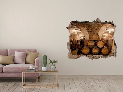 3d-s lyuk vizuális effektusok matrica Egy borászat belseje hordókkal