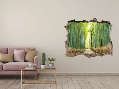 3d-s lyuk vizuális effektusok matrica Bambusz erdő a napsütésben