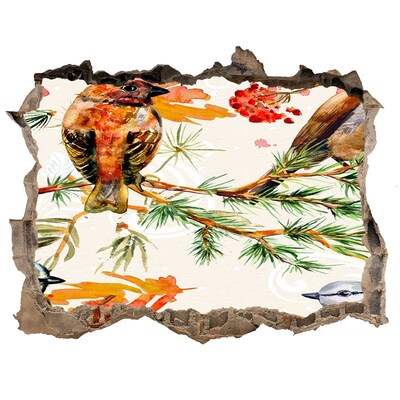 3d-s lyuk vizuális effektusok matrica Madarak erdei tájban