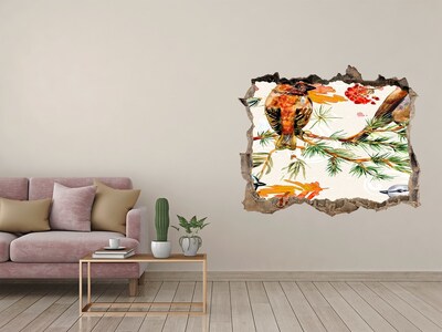 3d-s lyuk vizuális effektusok matrica Madarak erdei tájban