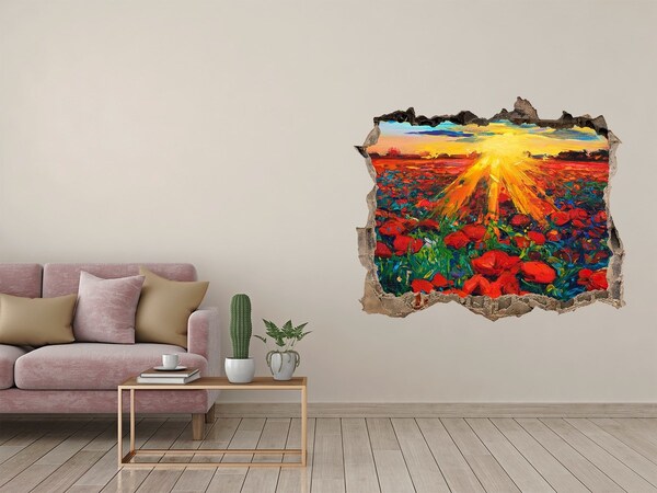 3d-s lyuk vizuális effektusok matrica Virágos rét a napsütésben