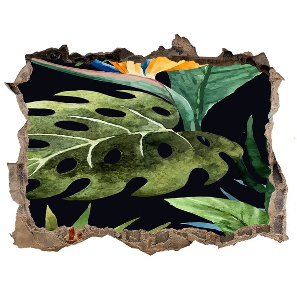 3d-s lyuk vizuális effektusok matrica Trópusi dzsungel a fal mögött