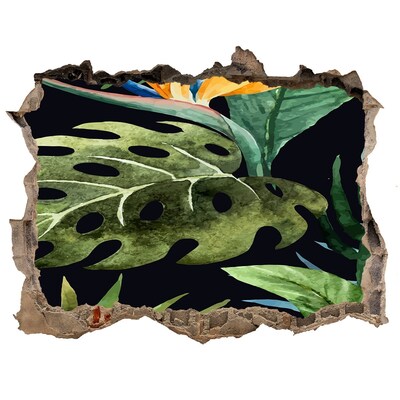 3d-s lyuk vizuális effektusok matrica Trópusi dzsungel a fal mögött