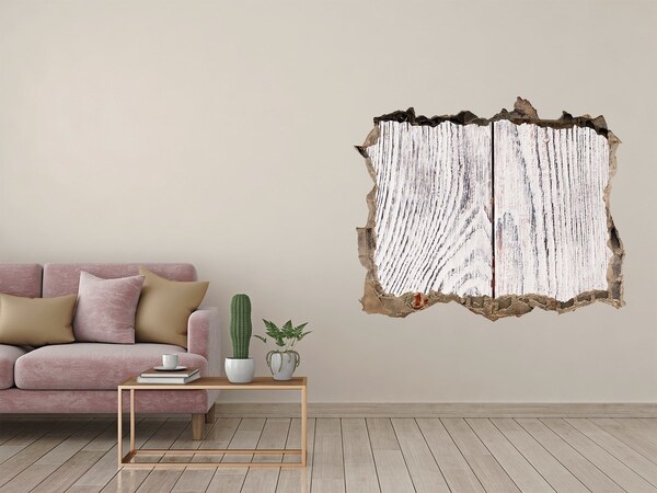 3d-s lyuk vizuális effektusok matrica Fa deszka egy sérült falban