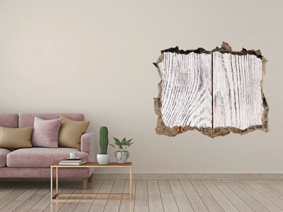 3d-s lyuk vizuális effektusok matrica Fa deszka egy sérült falban