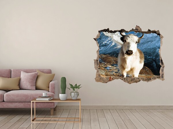 3d-s lyuk vizuális effektusok matrica Hegyi bivaly egy lyukban a falban