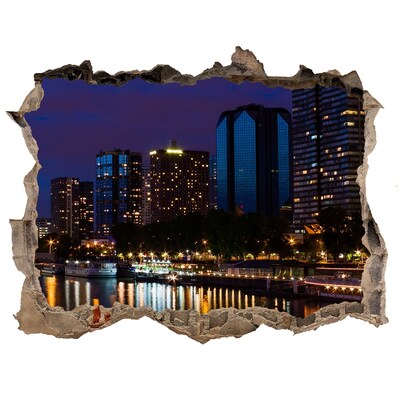 3d-s lyuk vizuális effektusok matrica Éjszakai panoráma a városra