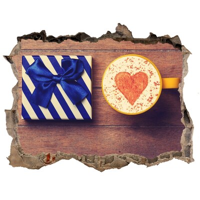 3d-s lyuk vizuális effektusok matrica Kávés ajándék szívvel