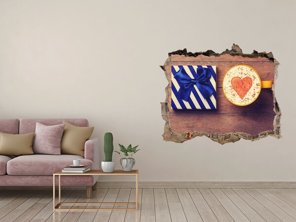 3d-s lyuk vizuális effektusok matrica Kávés ajándék szívvel