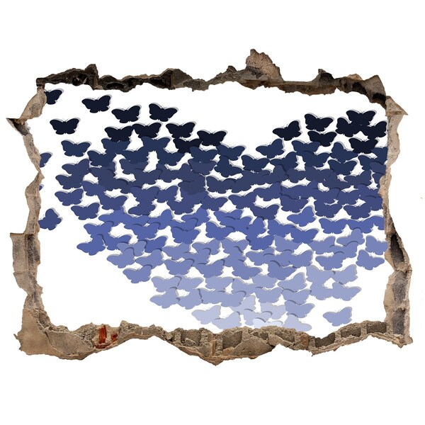 3d-s lyuk vizuális effektusok matrica Pillangók a kék mélységben