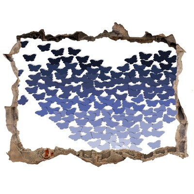 3d-s lyuk vizuális effektusok matrica Pillangók a kék mélységben