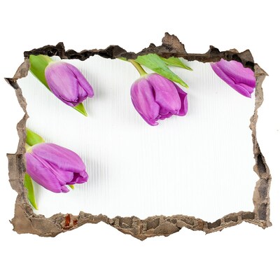 3d-s lyuk vizuális effektusok matrica Lila tulipánok