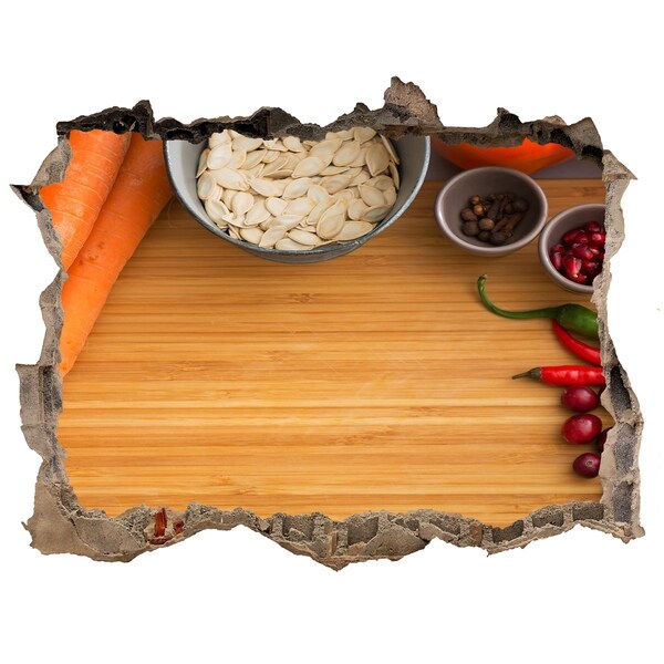 3d-s lyuk vizuális effektusok matrica Konyha nézet a fal mögül