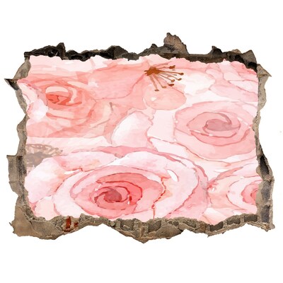 3d-s lyuk vizuális effektusok matrica Virágos falfestmény egy lyukban a falban