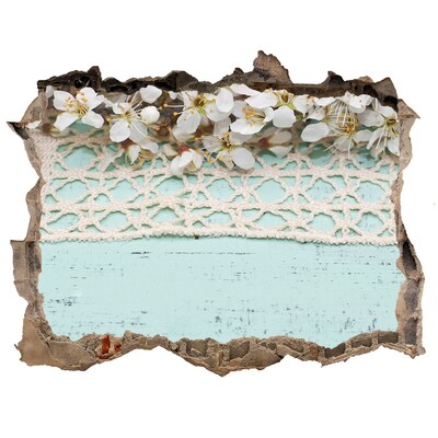 3d-s lyuk vizuális effektusok matrica Virágmotívum kék fa alapon