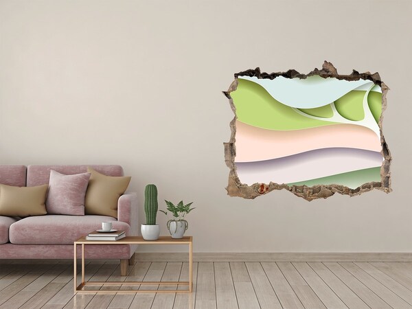 3d-s lyuk vizuális effektusok matrica Egy törött fal, amely a tájra néz