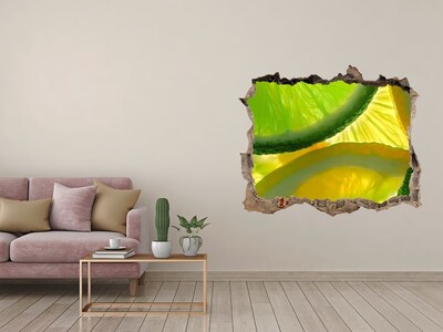 3d-s lyuk vizuális effektusok matrica Zöld lime egy lyukban a falban