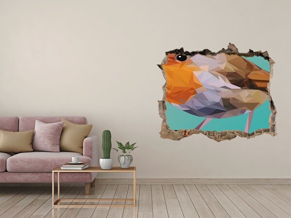 3d-s lyuk vizuális effektusok matrica Madár egy lyukban a falban