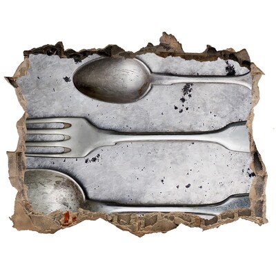 3d-s lyuk vizuális effektusok matrica Egy törött fal kilátással az evőeszközökre