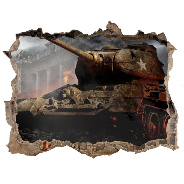 3d-s lyuk vizuális effektusok matrica Tank a város romjai között