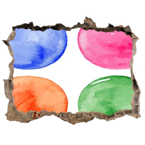 3d-s lyuk vizuális effektusok matrica Színes golyók egy lyukban a falban