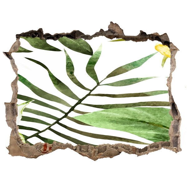 3d-s lyuk vizuális effektusok matrica Zöld pálmafa egy lyukon keresztül a falon