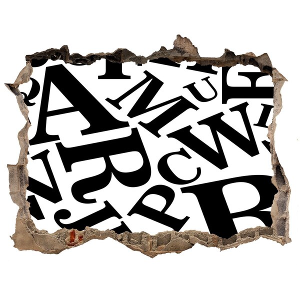 3d-s lyuk vizuális effektusok matrica Törött betűk a falon