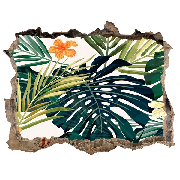 3d-s lyuk vizuális effektusok matrica Trópusi paradicsom a levelek között