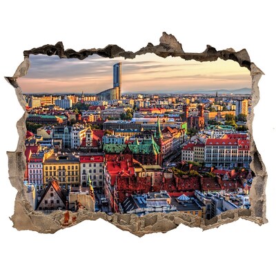 3d-s lyuk vizuális effektusok matrica Madártávlatból a város