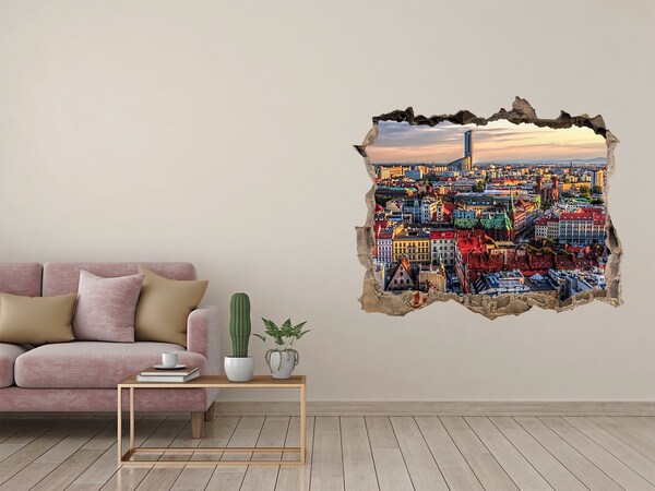 3d-s lyuk vizuális effektusok matrica Madártávlatból a város