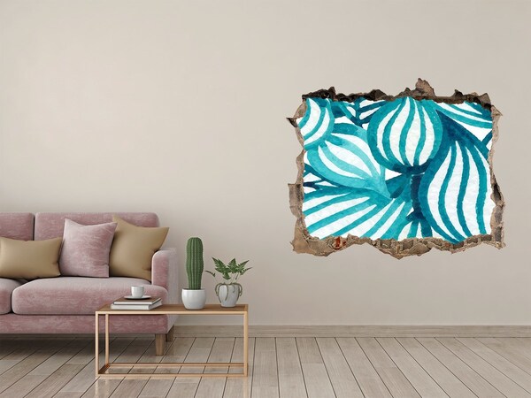 3d-s lyuk vizuális effektusok matrica Trópusi levelek egy lyukban a falban