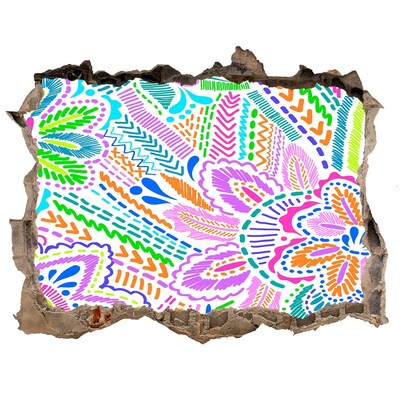 3d-s lyuk vizuális effektusok matrica Virágminta szivárvány színeiben