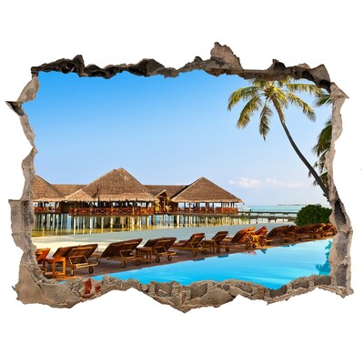 3d-s lyuk vizuális effektusok matrica Trópusi paradicsom a medence mellett