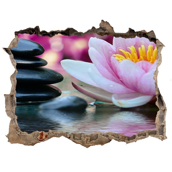 3d-s lyuk vizuális effektusok matrica Virágok és kövek egy zen kertben