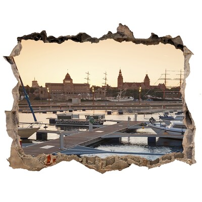 3d-s lyuk vizuális effektusok matrica A kikötő a lenyugvó napban