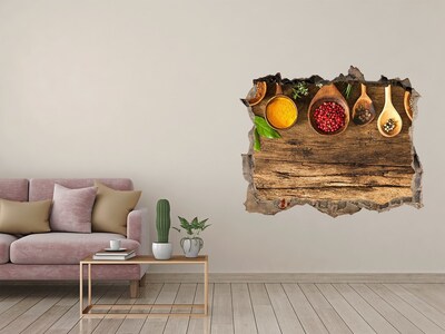 3d-s lyuk vizuális effektusok matrica Konyhai fűszerek egy fa pulton