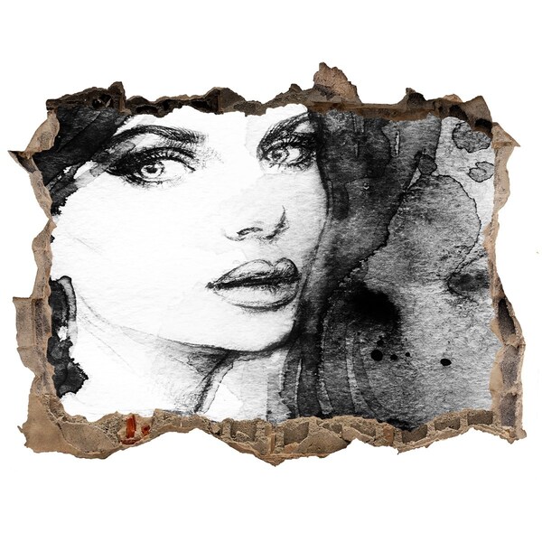 3d-s lyuk vizuális effektusok matrica Portré egy lyukban a falban