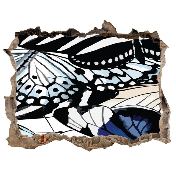 3d-s lyuk vizuális effektusok matrica Pillangók színes kompozícióban