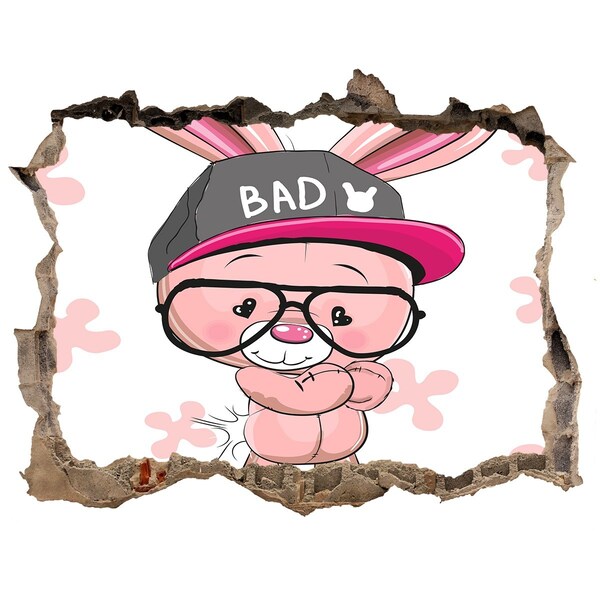 3d lyuk fal dekoráció Nyuszi kalapban