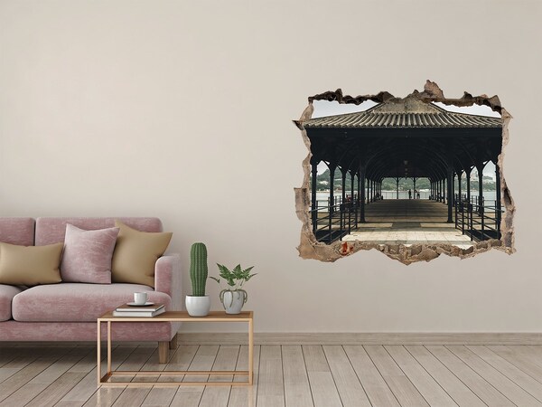 3d lyuk fal dekoráció Kilátás a mólóra a víz felett