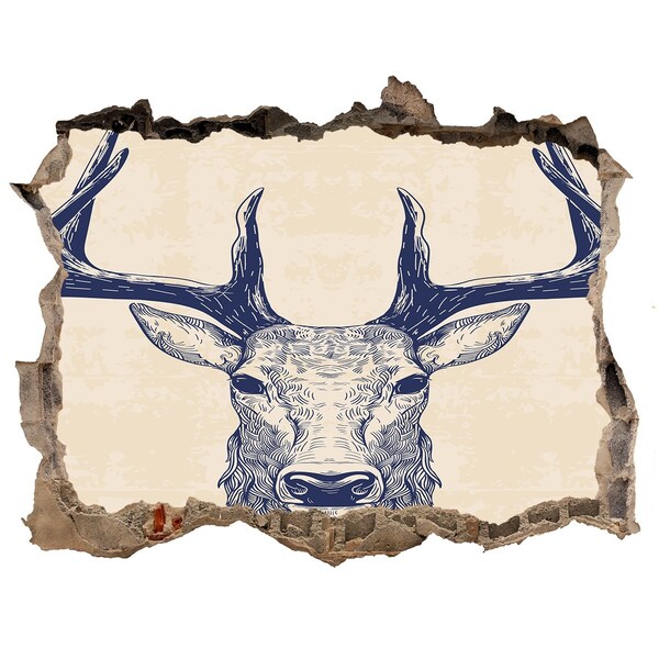 3d lyuk fal dekoráció Egy mozgó szarvas egy lyukban a falban