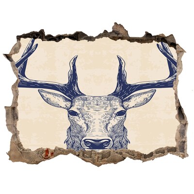 3d lyuk fal dekoráció Egy mozgó szarvas egy lyukban a falban