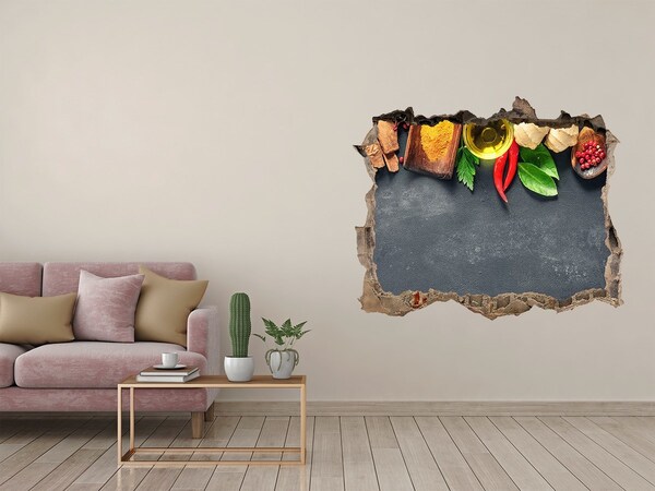 3d lyuk fal dekoráció Konyhai ízek a falon túlról