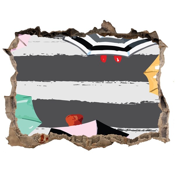 3d lyuk fal dekoráció Titokzatos strand napernyőkkel